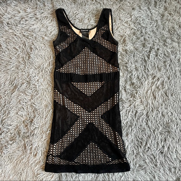 Bebe M/L Black Mesh Bandage Mini Dress - Picture 2 of 4